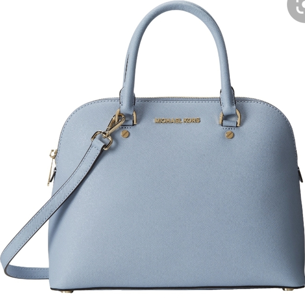 michael kors cindy large dome satchel pale blue